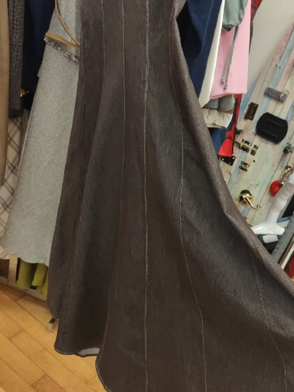 Zara Denim Brown Sleeveless Maxi Dress - Picture 3 of 7